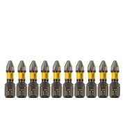 Бита IMPACT, PZ2x25 мм, лазерная обработка шлица, сталь S2, 10 шт., Е 6,3 Denzel