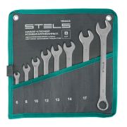 Набор ключей комбинированных 6-19 мм, 8 шт., CrV, матовый хром Stels