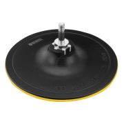 Тарелка опорная для дрели и УШМ с липучкой, 150 мм, твердая, с адаптером c М14 на d8 Denzel