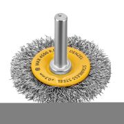 Щетка для дрели, 50 мм, Плоская, со шпилькой, нержавеющая витая проволока Denzel