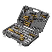 Набор инструментов, 1/2«, 1/4», CrV, S2, пластиковый кейс, 64 предмета Denzel