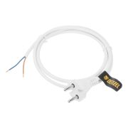 Шнур сетевой Energy Series, ПВС, 1,5 м, 2 x 1 мм, с неразборной вилкой, белый, Denzel