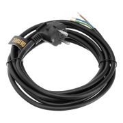 Шнур сетевой Energy Series, ПВС, 3 м, 3 x 1,5 мм, с неразборной вилкой, черный, Denzel