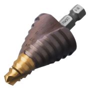 Сверло ступенчатое, 9-12-15-18-21-24-27-30-33-36 мм, Р6М5К5, 6-гр. хвостовик Denzel