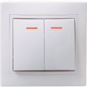 Выключатель 2-кл. СП Кварта 10А IP20 ВС10-2-1-КБ с индикацией бел. GENERICA EVK21-K01-10-DM