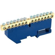 Шина «N» нулевая с синим изолятором на DIN-рейку 6x9мм стойка бол.14 групп Rexant 11-2343