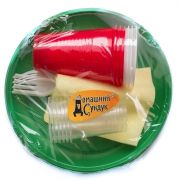 Набор однораз. посуды для пикника №2 со стопками, на 6 персон «Домашний Сундук»