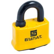 Замок навесной Булат ВС 0365 желтый обрезиненный корпус