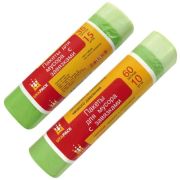 Пакеты для мусора ПНД «Уфа ПАК» С ЗАВЯЗКАМИ 60 л. 10 шт. салатовые, р. 55-64см, 15мкм (30)