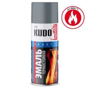 Эмаль аэрозольная термостойкая Kudo серебристая, 520мл