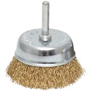 Крацовка для дрели 75мм чашеобразная гофрированная латунированая 0,3мм (М14) Cutop Profi