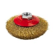 Крацовка для УШМ 100мм коническая гофрированная латунированная 0.3мм (М14) PIT