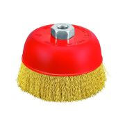 Крацовка для УШМ 100мм чашеобразная гофрированная латунированая 0,3мм (М14) PIT