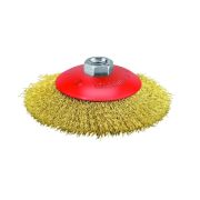 Крацовка для УШМ 115мм дисковая коническая гофрированная латунированна (М14) PIT