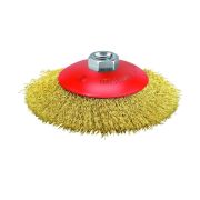 Крацовка для УШМ 125мм коническая гофрированная латунированная 0.3мм (М14) PIT