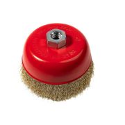 Крацовка для УШМ 125мм чашеобразная гофрированная латунированая 0,3мм (М14) PIT