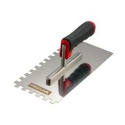 Гладилка затирочная зубчатая 6*6мм, 270*125мм, нерж. полированная сталь, рукоятка из бука, Remocolor