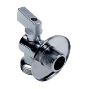 Кран шаровой угловой латунь хром НР/НР 3/4«х1/2» флажок Aqualink (с отражат.) с обратн.клап.