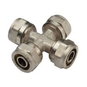 Крестовина латунь никель (для МП и PEX) обжим 16мм Aqualink