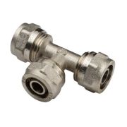 Тройник латунь никель (для МП и PEX) обжим 20х16х20 Aqualink