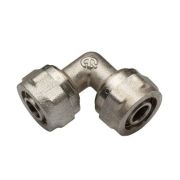 Угольник латунь никель (для МП и PEX) обжим 16х20мм 90° Aqualink