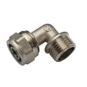 Угольник латунь никель (для МП и PEX) обжим НР 20х3/4