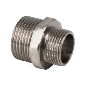 Ниппель переходной (бочонок) латунь никель НР/НР 3/4«х1/2» RTP