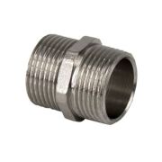 Ниппель соединит. (бочонок) латунь никель НР/НР 1