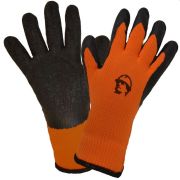 Перчатки ХБ, с рельефным латексным покрытием оранжевый/черный