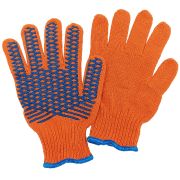 Перчатки 5 ниточные с ПВХ «Крис-кросс», оранж.