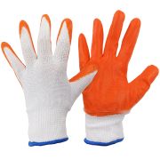 Перчатки КНР нейлоновые, бело-оранжевые/бело-синие