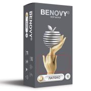 Перчатки латексные неопудренные Benovy, M