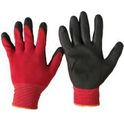 Перчатки нейлон латексная ладонь (полуоблив), красно-черные Bull Gepro, размер L