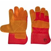Перчатки Опторика, спилк, комбинированные, усиленные,10,5р (красно-желтые)