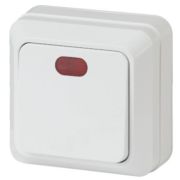 Выключатель 1-клавишный накладной с подсветкой Intro Quadro белый