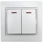 Выключатель 2-клавишный встраиваемый с подсветкой Intro Plano белый