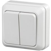 Выключатель 2-клавишный накладной Intro Quadro белый