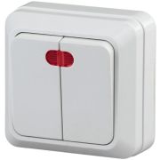 Выключатель 2-клавишный накладной с подсветкой Intro Quadro белый