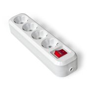 Колодка 4 гнезда, с заземлением, с выключателем, IONICH