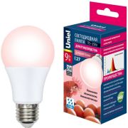 Лампа светодиодная LED, груша (A50-A65), 9 Вт, E27, для птиц (спектр для яйценоскости), Uniel