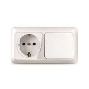 Блок Universal Олимп (1кл+розетка с/з), белый, ОУ, гориз.