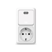 Блок Universal Олимп (1кл+розетка+подсветка с/з), белый, ОУ, вертик.