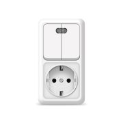 Блок Universal Олимп (2кл+розетка+подсветка с/з), белый, ОУ, вертик.