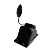 Розетка 1-местная, ОУ, с заземлением, 16A, IP44 с заглушкой, каучук, черная угловая Амбидекстр