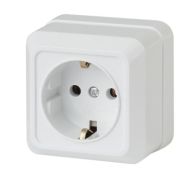 Розетка 1-местная, ОУ, с заземлением, 16A, белая Intro Quadro 2Р+Е Schuko, 16АХ-250В