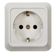 Розетка 1-местная, ОУ, с заземлением, 16A, белый IN HOME BOLLETO 7028-W