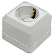 Розетка 1-местная, ОУ, с заземлением, 16A, со шторками белый IN HOME 7028x-W