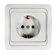 Розетка 1-местная, СУ, с заземлением, 16A, белая IN HOME CLASSICO 2028-W