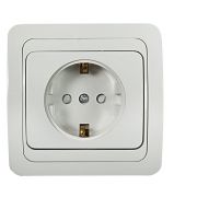 Розетка 1-местная, СУ, с заземлением, 16A, со шторками, белая, IN HOME CLASSICO 2028х-W СП