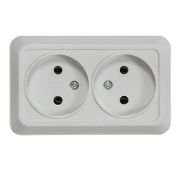Розетка 2-местная, ОУ, без заземления, 16A, белый IN HOME BOLLETO 7102-W